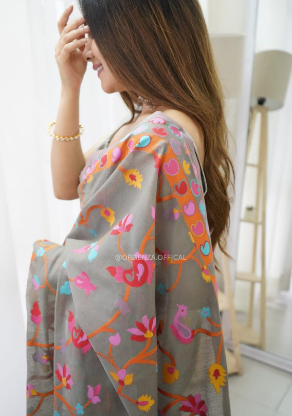 Grey Cotton Saree | Daily & Festive Wear