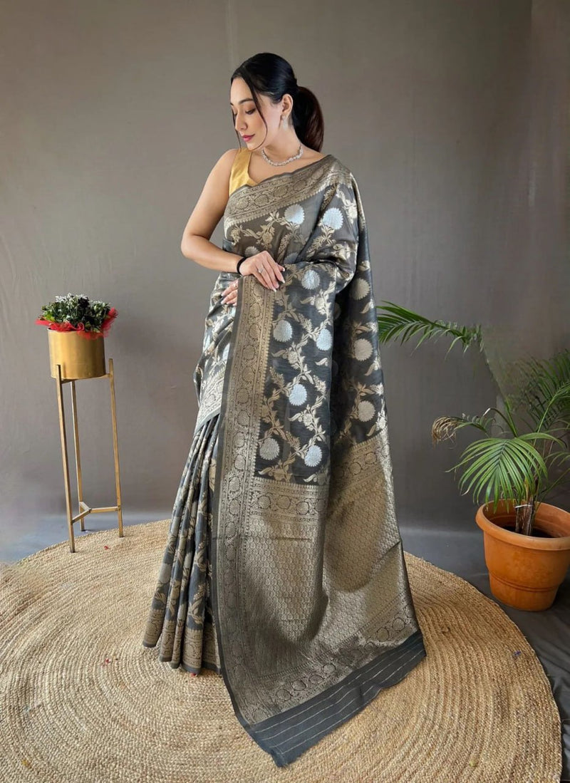 Grey Cotton Saree | Everyday Ethnic Wear