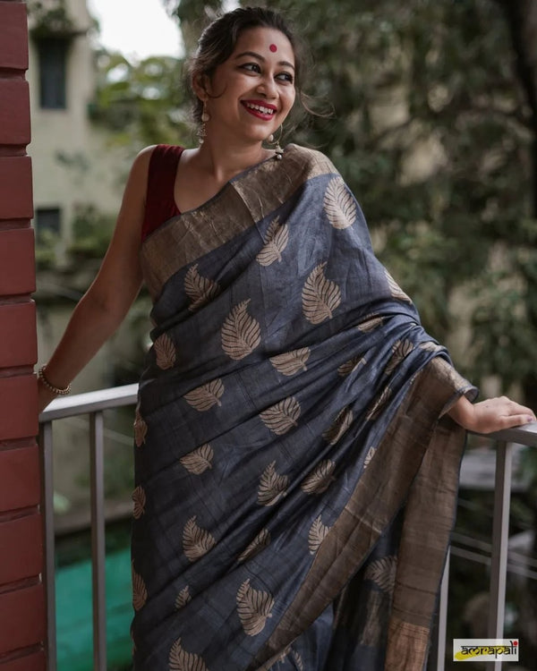 Grey Cotton Saree | Festival & Ceremony Wear