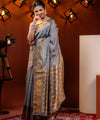 Grey Jacquard Silk Saree | Festival & Ceremony Wear