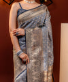 Grey Jacquard Silk Saree | Festival & Ceremony Wear