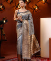 Grey Jacquard Silk Saree | Festival & Ceremony Wear