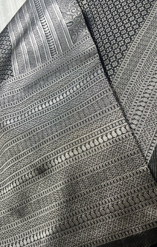 Grey Jacquard Silk Saree | Festive & Party Wear