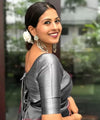 Grey Jacquard Silk Saree | Festive & Party Wear