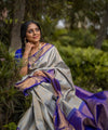Grey Jacquard Silk Saree | Festive & Party Wear