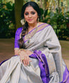 Grey Jacquard Silk Saree | Festive & Party Wear