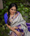 Grey Jacquard Silk Saree | Festive & Party Wear