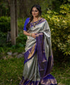 Grey Jacquard Silk Saree | Festive & Party Wear