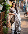 Grey Jacquard Silk Saree | Rich Zari Border Saree