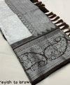 Grey Jacquard Silk Saree | Rich Zari Border Saree