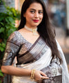 Grey Jacquard Silk Saree | Rich Zari Border Saree
