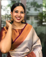 Grey Kanjivaram Silk Saree | Wedding & Festive Wear