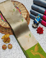 Grey Kanjivaram Silk Saree | Wedding & Festive Wear