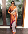 Grey Kanjivaram Silk Saree | Wedding & Festive Wear