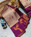Grey Wine Kanjivaram Silk Saree | Wedding & Festive Wear