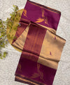 Grey Wine Kanjivaram Silk Saree | Wedding & Festive Wear