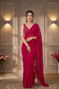 Hot Pink Bollywood Designer Saree | Party & Festive Wear