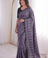 Lavendar Mirror Work Saree with Floral Embroidery Border | RD HEMANI