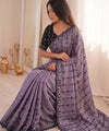 Lavendar Mirror Work Saree with Floral Embroidery Border | RD HEMANI