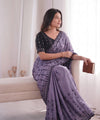 Lavendar Mirror Work Saree with Floral Embroidery Border | RD HEMANI