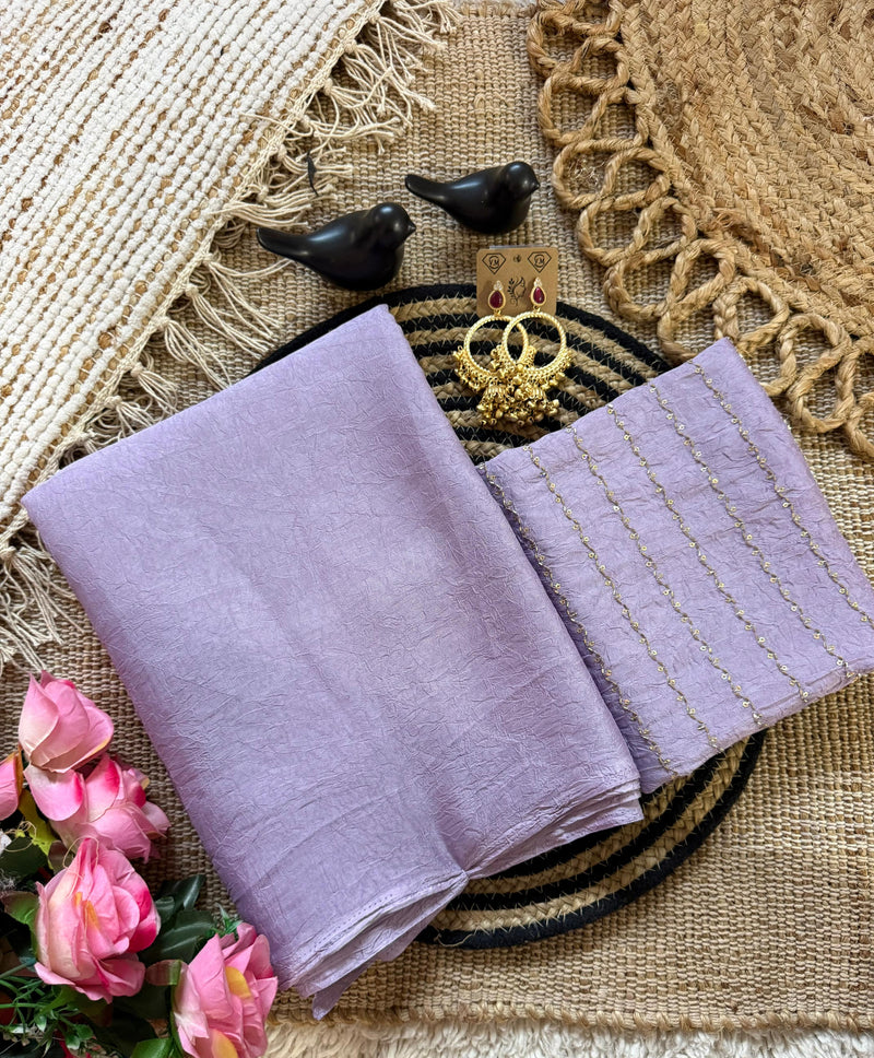 Lavendar Rangoli Crush Saree with Sequin Bits Blouse | RD VIAANA