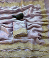 Lavendar Satin Saree with Gold Embroidery & Pearl Work Border | RD KAVITA