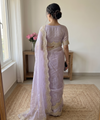 Lavendar Satin Saree with Gold Embroidery & Pearl Work Border | RD KAVITA