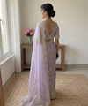 Lavendar Satin Saree with Gold Embroidery & Pearl Work Border | RD KAVITA