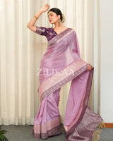 Lavender Banarasi Silk Saree | Ethnic Wear for Women