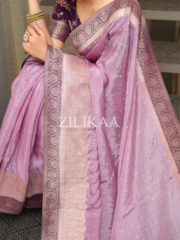 Lavender Banarasi Silk Saree | Ethnic Wear for Women