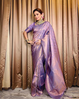 Lavender Banarasi Silk Saree | Festival & Ceremony Wear