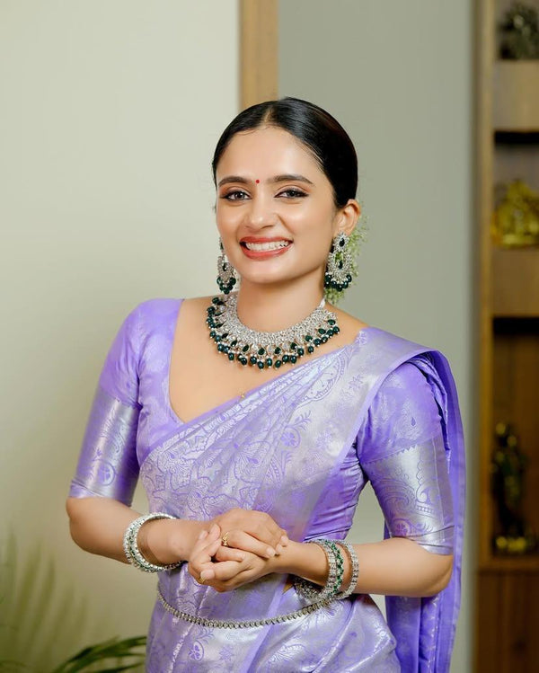 Lavender Banarasi Silk Saree | Festival & Ceremony Wear