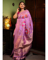 Lavender Banarasi Silk Saree | Festive & Party Wear
