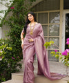 Lavender Banarasi Silk Saree | Traditional Zari Weave