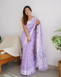Lavender Cotton Saree | Ethnic Wear for Women