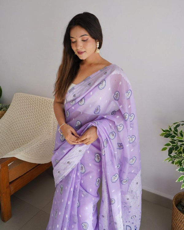Lavender Cotton Saree | Ethnic Wear for Women
