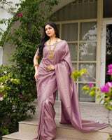 Lavender Jacquard Silk Saree | Festive & Party Wear