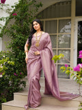 Lavender Jacquard Silk Saree | Festive & Party Wear
