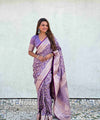 Lavender Jacquard Silk Saree | Wedding & Reception Wear