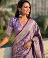 Lavender Jacquard Silk Saree | Wedding & Reception Wear