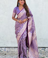 Lavender Jacquard Silk Saree | Wedding & Reception Wear