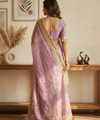 Lavender Moss Satin Saree with Maharani Big Border | RD PRIYA