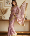 Lavender Moss Satin Saree with Maharani Big Border | RD PRIYA
