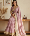 Lavender Moss Satin Saree with Maharani Big Border | RD PRIYA
