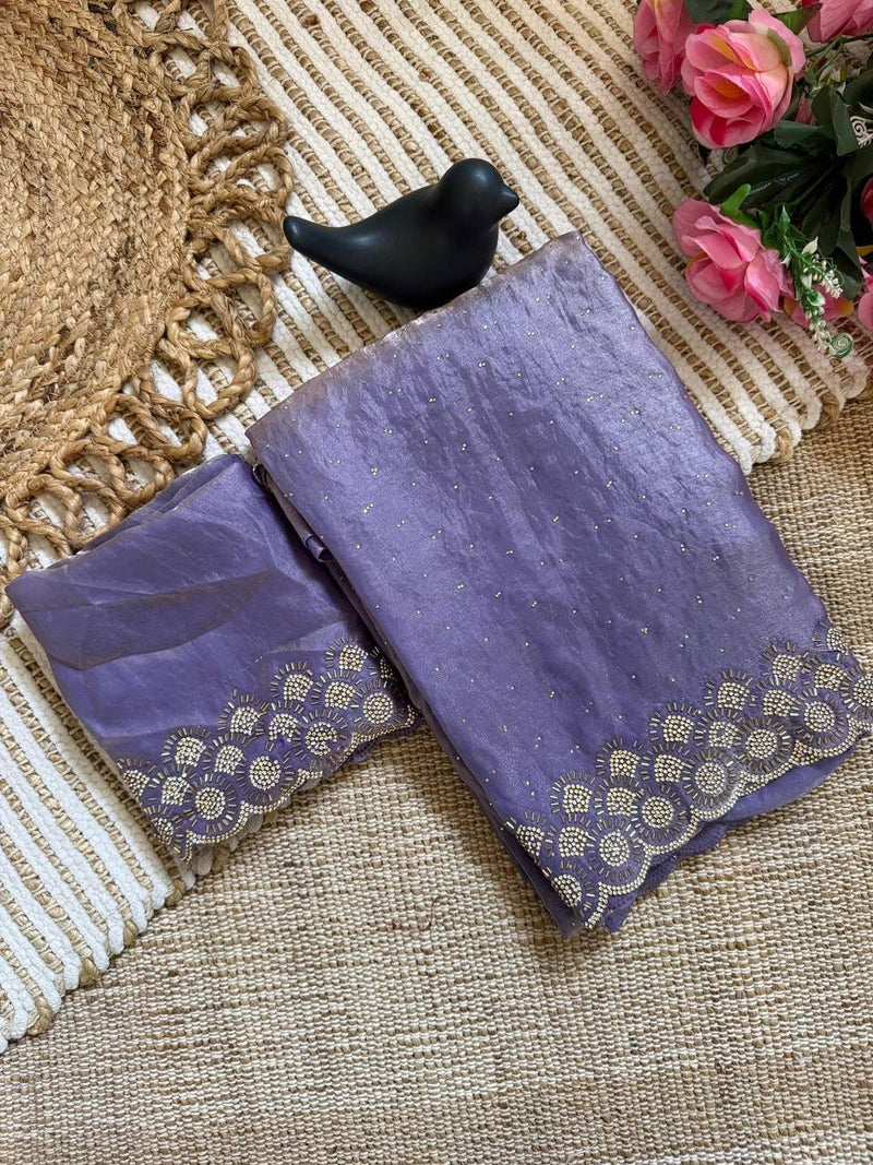 Lavender Space Silk Jarkan Work Saree for Wedding & Party | RD TAMANAH