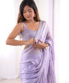 Lavender Space Silk Sequin Embroidery Saree for Party Wear | RD KAVYA