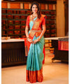 Light Blue Banarasi Silk Saree | Festival & Ceremony Wear