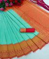 Light Blue Banarasi Silk Saree | Festival & Ceremony Wear