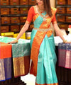 Light Blue Banarasi Silk Saree | Festival & Ceremony Wear