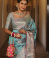 Light Blue Banarasi Silk Saree | Festive & Party Wear